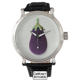 Leuke Paarse Moderne Minimal Crochet Aubergine Horloge
