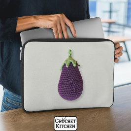 Leuke Paarse Moderne Minimal Crochet Aubergine Laptop Sleeve