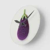 Leuke Paarse Moderne Minimal Crochet Aubergine Ronde Klok (Hoek)