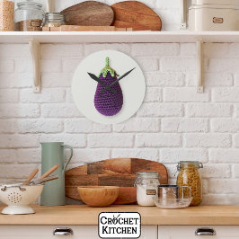 Leuke Paarse Moderne Minimal Crochet Aubergine Ronde Klok