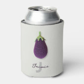 Leuke Paarse Moderne Minimal Haak Aubergine Naam Blikjeskoeler (Blikje Voorkant)