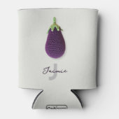 Leuke Paarse Moderne Minimal Haak Aubergine Naam Blikjeskoeler (Voorkant)