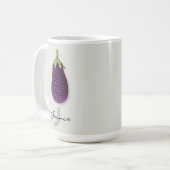 Leuke Paarse Moderne Minimal Haak Aubergine Naam Koffiemok (Voorkant links)