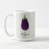 Leuke Paarse Moderne Minimal Haak Aubergine Naam Koffiemok (Links)