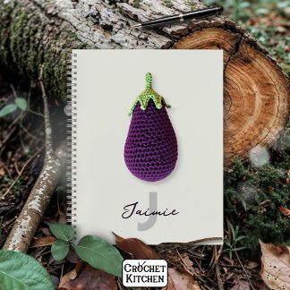 Leuke Paarse Moderne Minimal Haak Aubergine Naam Notitieboek