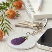 Leuke Paarse Moderne Minimal Haak Aubergine Naam Sleutelhanger (Voorkant Rechts)