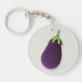Leuke Paarse Moderne Minimal Haak Aubergine Naam Sleutelhanger (Voorkant)