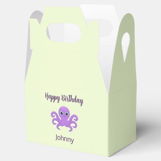 Leuke paarse octopus groen bedankdoosjes (Geopend)