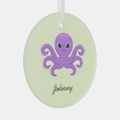 Leuke paarse octopus groen glas ornament (Voorkant Rechts)