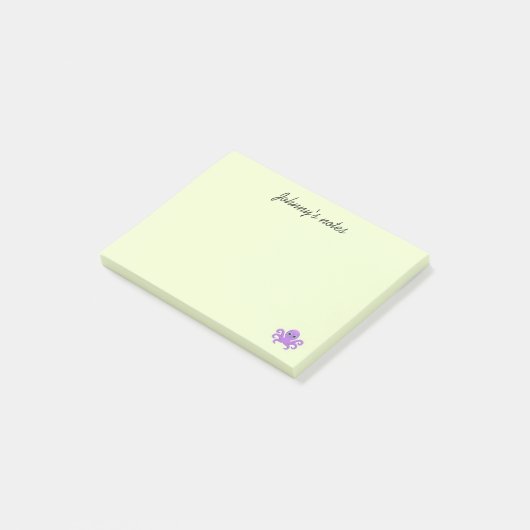 Leuke paarse octopus groen post-it® notes (Schuin)
