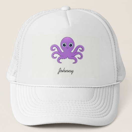 Leuke paarse octopus groen trucker pet (Voorkant)
