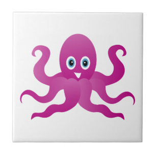 Leuke paarse octopussen tegeltje