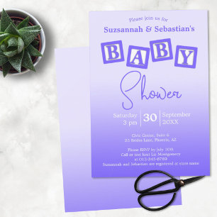 Leuke paarse ombre BABY-blokken Shower Uitnodiging
