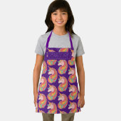 Leuke Paarse Oranje Eenhoorn Patroon Naam Kinder Schort (Insitu)