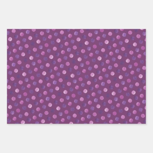 Leuke paarse polka stippen Modern en elegante Kers Inpakpapier Vel (Voorkant)