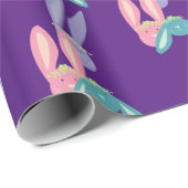 Leuke Paarse Roze Bunny Baby Friends Joint Party Cadeaupapier (Rol Hoek)