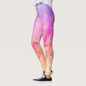 Leuke Paarse roze gele faux Folie gouden harten Leggings (Links)