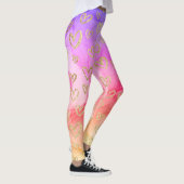 Leuke Paarse roze gele faux Folie gouden harten Leggings (Rechts)