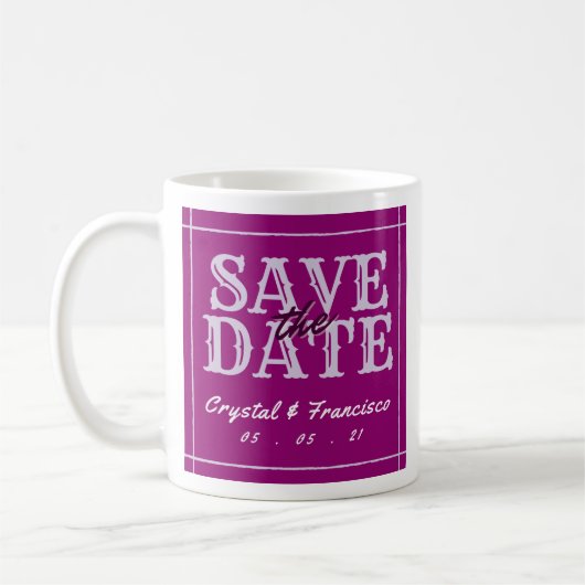 Leuke Paarse Save The Date Koffiemok (Links)