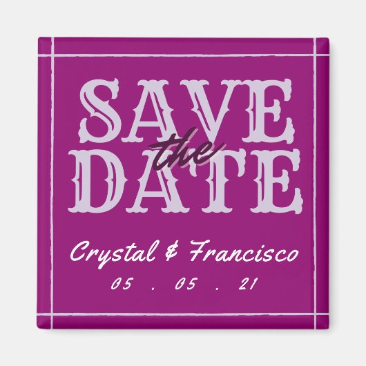 Leuke Paarse Save The Date Magneet (Voorkant)