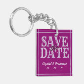 Leuke Paarse Save The Date Sleutelhanger (Voorkant Links)