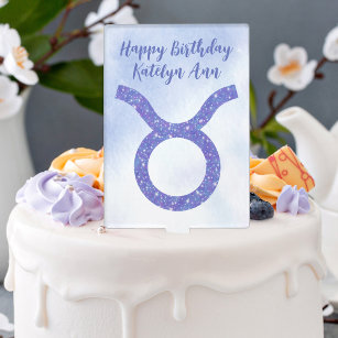 Leuke Paarse Stier Astrologie teken op maat Verjaa Cake Topper