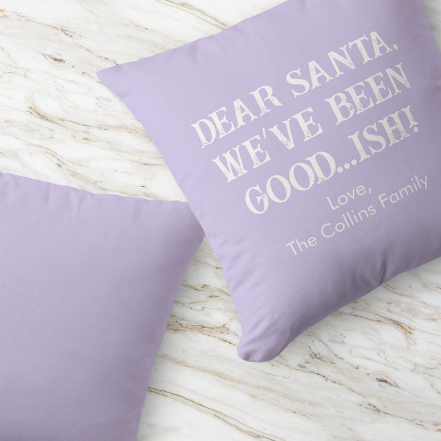 Leuke Paarse Typografie Familienaam Modern Christm Kussen (Fun Purple Typography Family Name Modern Christmas Throw Pillow)
