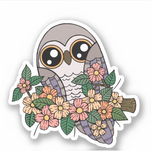 Leuke Paarse uil laptop Sticker (Voorkant)