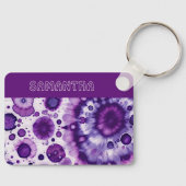 Leuke Paarse Violet Roze Batik Circles Kunstpatroo Sleutelhanger (Voorkant)
