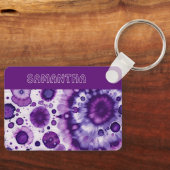 Leuke Paarse Violet Roze Batik Circles Kunstpatroo Sleutelhanger (Voorkant)