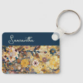 Leuke Paarse Violet Roze Batik Circles Kunstpatroo Sleutelhanger (Voorkant)