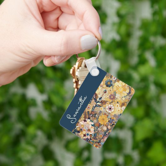 Leuke Paarse Violet Roze Batik Circles Kunstpatroo Sleutelhanger (Hand)