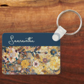 Leuke Paarse Violet Roze Batik Circles Kunstpatroo Sleutelhanger (Voorkant)