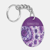 Leuke Paarse Violet Roze Batik Circles Kunstpatroo Sleutelhanger (Voorkant Links)