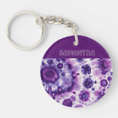 Leuke Paarse Violet Roze Batik Circles Kunstpatroo Sleutelhanger (Voorkant)