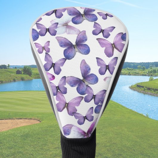 Leuke paarse vlinderstuur golfhoesje golfheadcover