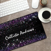Leuke paarse zwarte faux glitter bureaumat