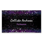 Leuke paarse zwarte faux glitter magnetisch visitekaartje (Voorkant)