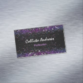 Leuke paarse zwarte faux glitter magnetisch visitekaartje (Voorbeeld)