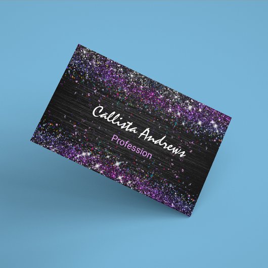 Leuke paarse zwarte faux glitter magnetisch visitekaartje