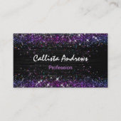 Leuke paarse zwarte faux glitter visitekaartje (Voorkant)