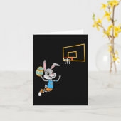 Leuke Paasei Bunny Dunk Basketbal Spel Pasen K Kaart (Gele Bloem)