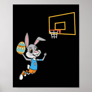 Leuke Paasei Bunny Dunk Basketbal Spel Pasen K Poster