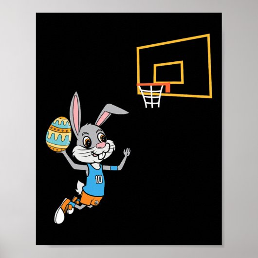 Leuke Paasei Bunny Dunk Basketbal Spel Pasen K Poster (Voorkant)