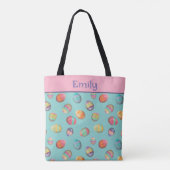 Leuke paasei pastel gepersonaliseerde naam tote bag (Achterkant)