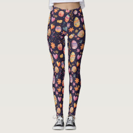 Leuke paaseieren en bloemen patroon leggings