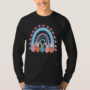 Leuke Paaseieren Hart Regenboog Konijn Gelukkig Pa T-shirt
