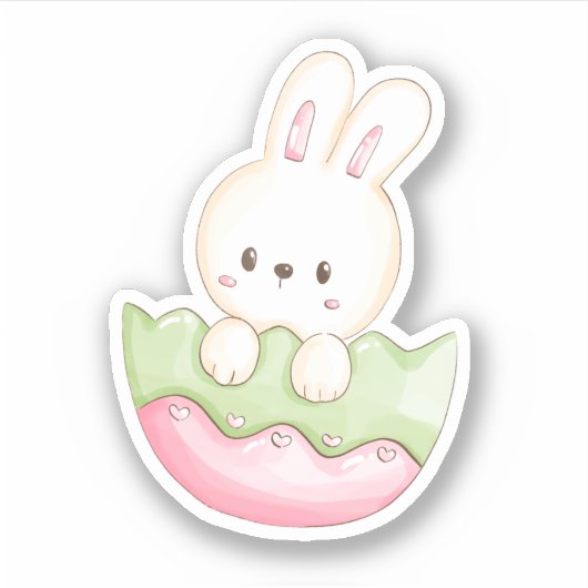 Leuke paashaas ei roze groene vinyl Sticker (Voorkant)