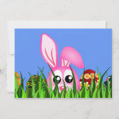Leuke paashaas & eieren in gras Eijacht uitnodigt Kaart (Achterkant)
