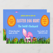 Leuke paashaas & eieren in gras Eijacht uitnodigt Kaart (Voorkant / Achterkant)